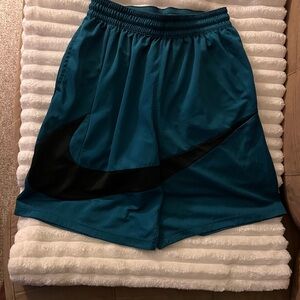 Large Nike Teal Athletic Dri-Fit Basketball Shorts with Drawstring Waist